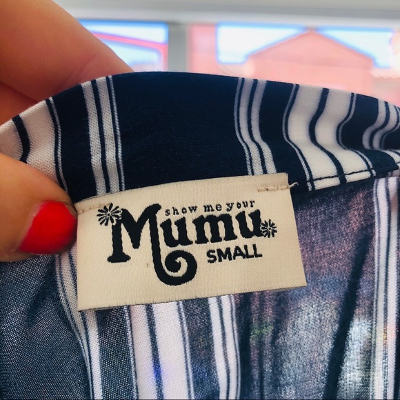 SMYM MUMU Navy White Siren Stripe Maxi Skirt Small - Picture 6 of 8